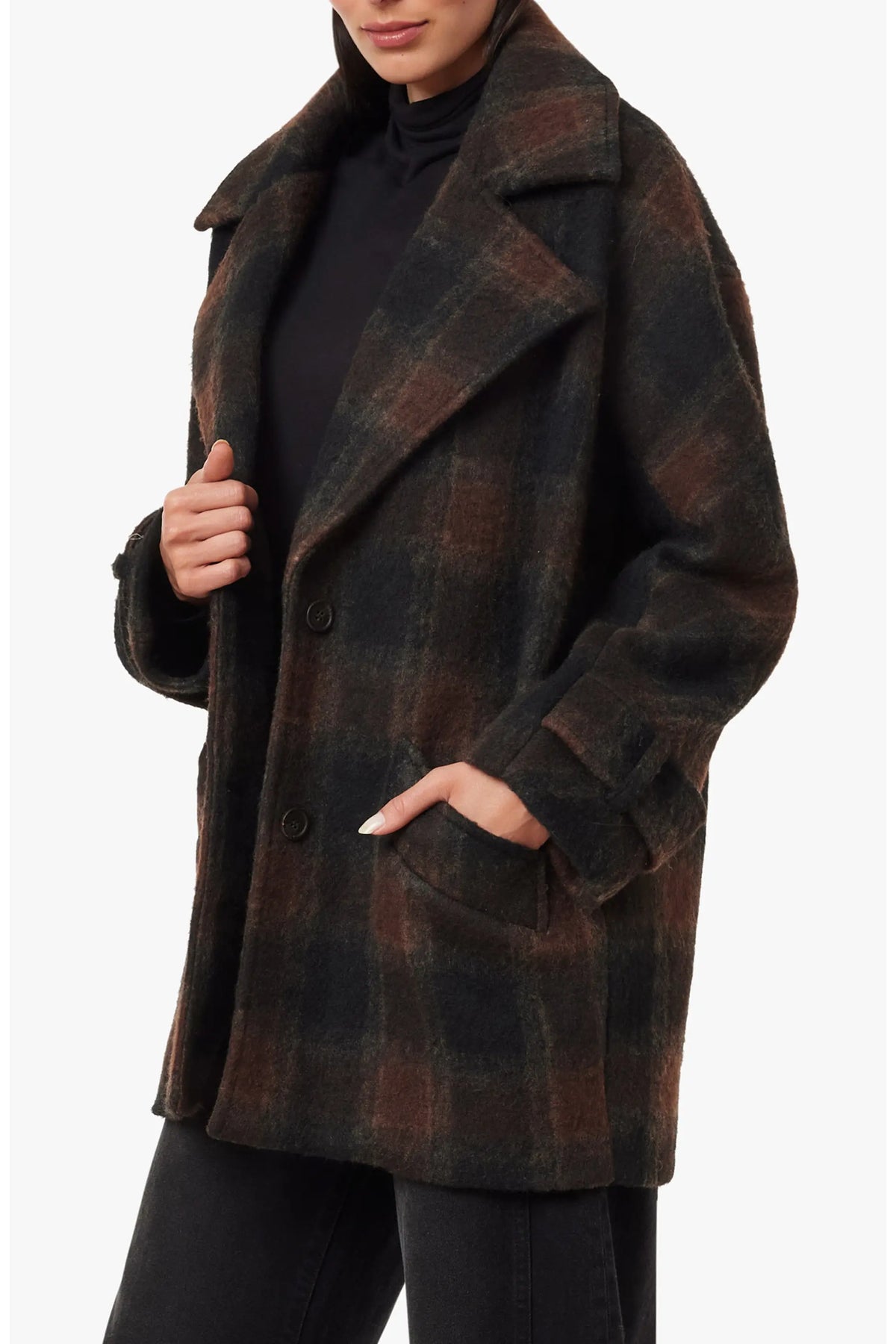 Habitual Womens Oversized Plaid Coat