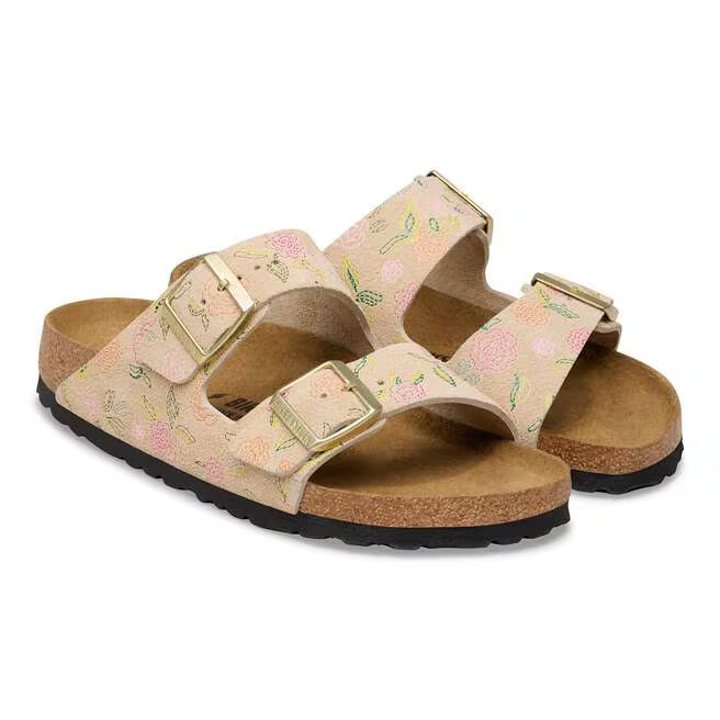 Birkenstock Womens Arizona Suede Leather Flower Print