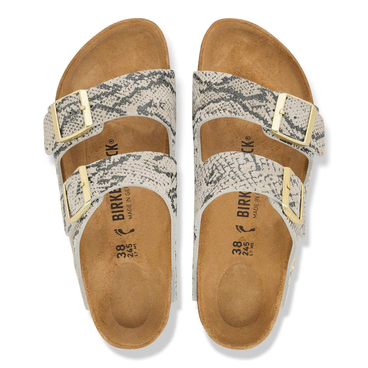 Birkenstock Womens Arizona Suede Leather Snake Oyster