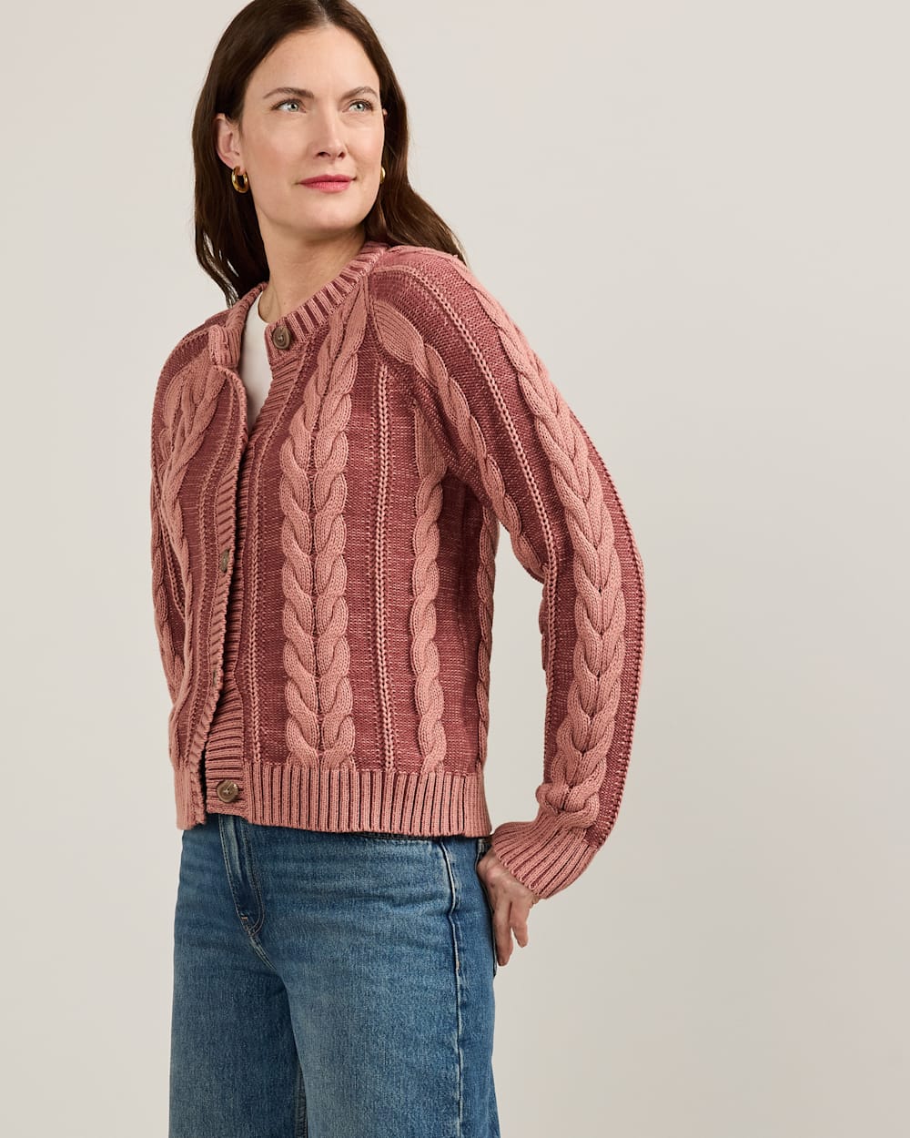 Pendleton Womens Cotton Cable Cardigan