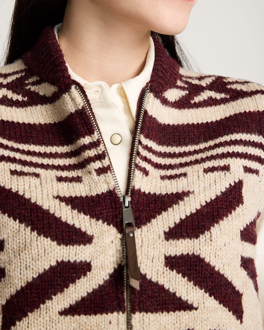 Pendleton Womens Graphic Wool Zip Up Sweater Vest
