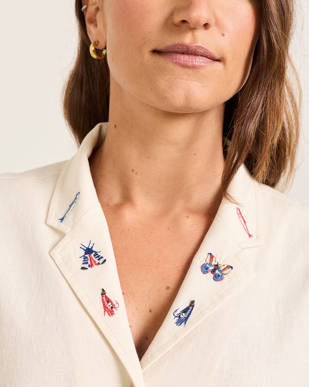 Pendleton Womens Embroidered Linen Camp Shirt