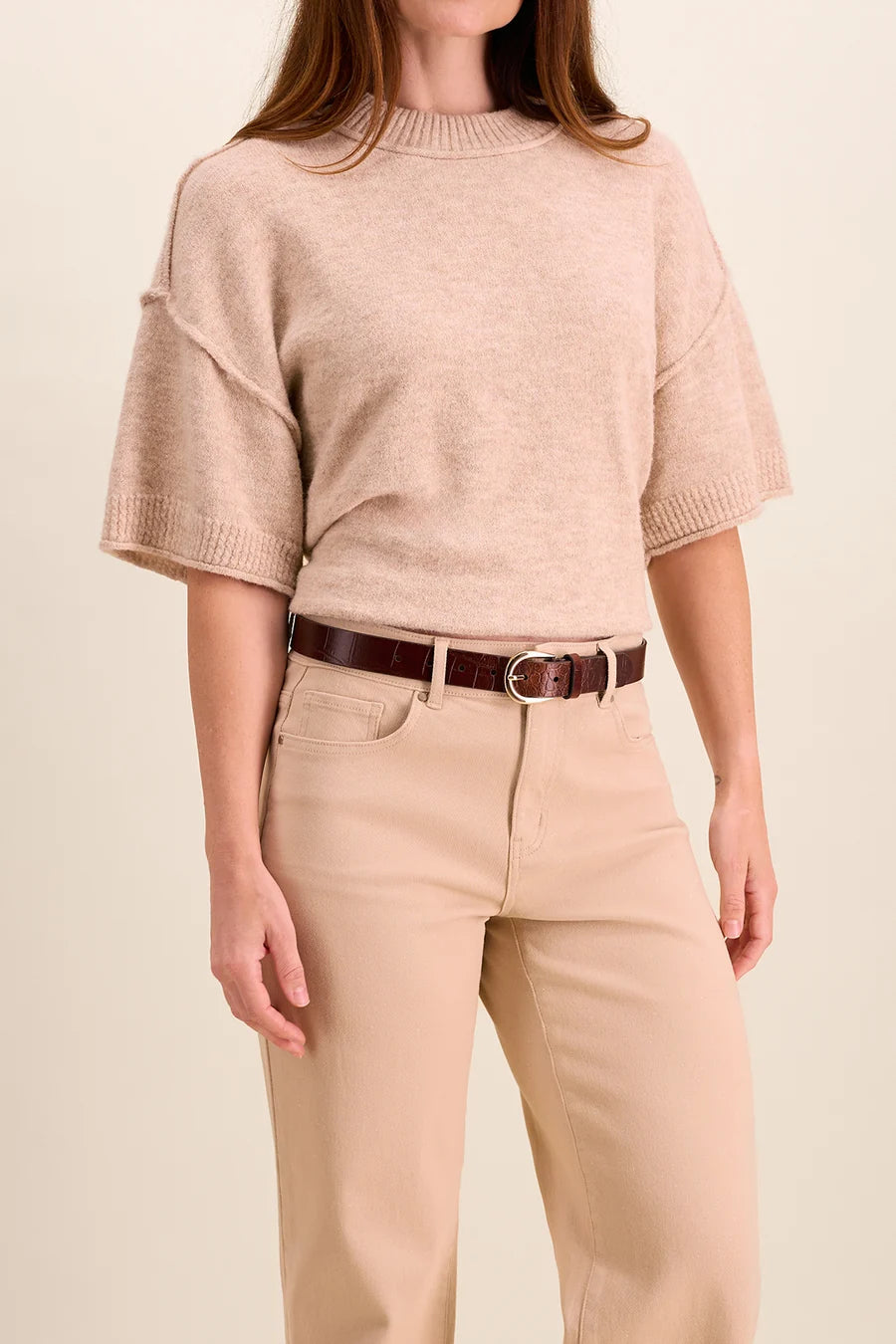 Tribal Harper Croc-Embossed Leather Harness Buckle Belt