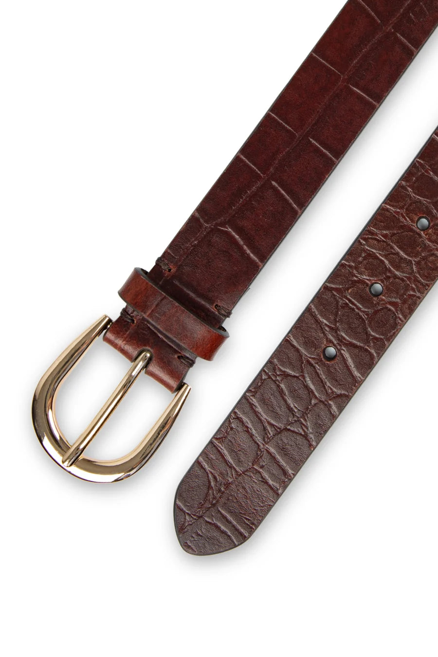 Tribal Harper Croc-Embossed Leather Harness Buckle Belt