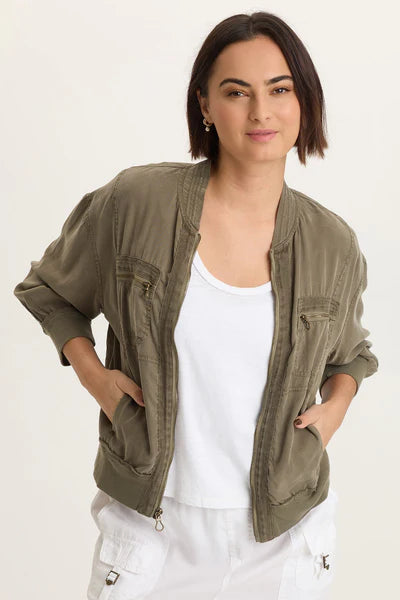 XCVI Womens Wynton Twill Bomber Jacket