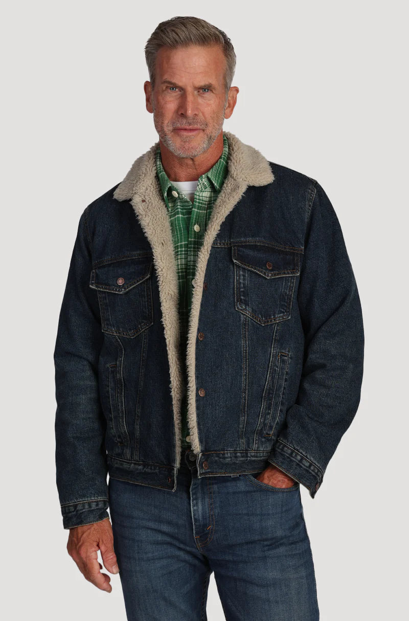 True Grit Mens Freemont Sherpa Denim Trucker Jacket