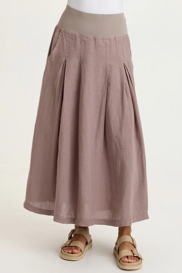 XCVI Womens Aderyn Linen Pleated Skirt