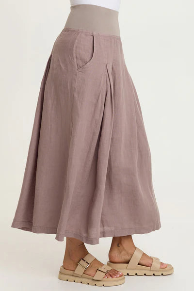 XCVI Womens Aderyn Linen Pleated Skirt