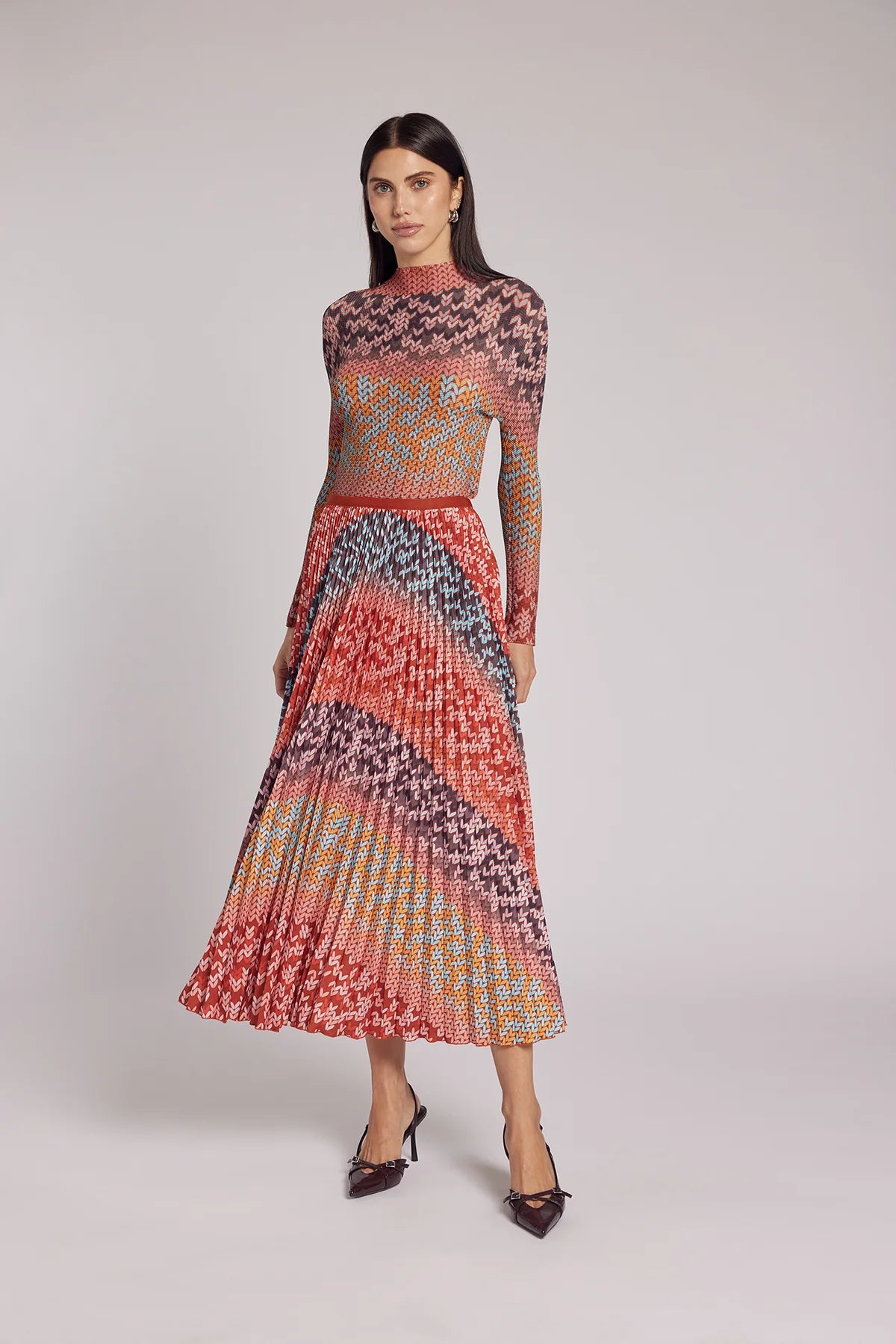 Wild Cosmos Womens Sienna Bohemian Pleated Midi Skirt