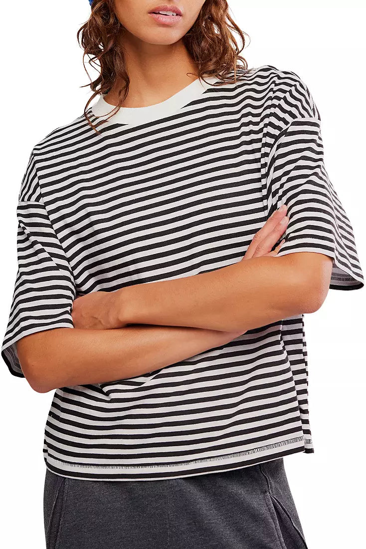 Free People Womens Striped Tackle Tee