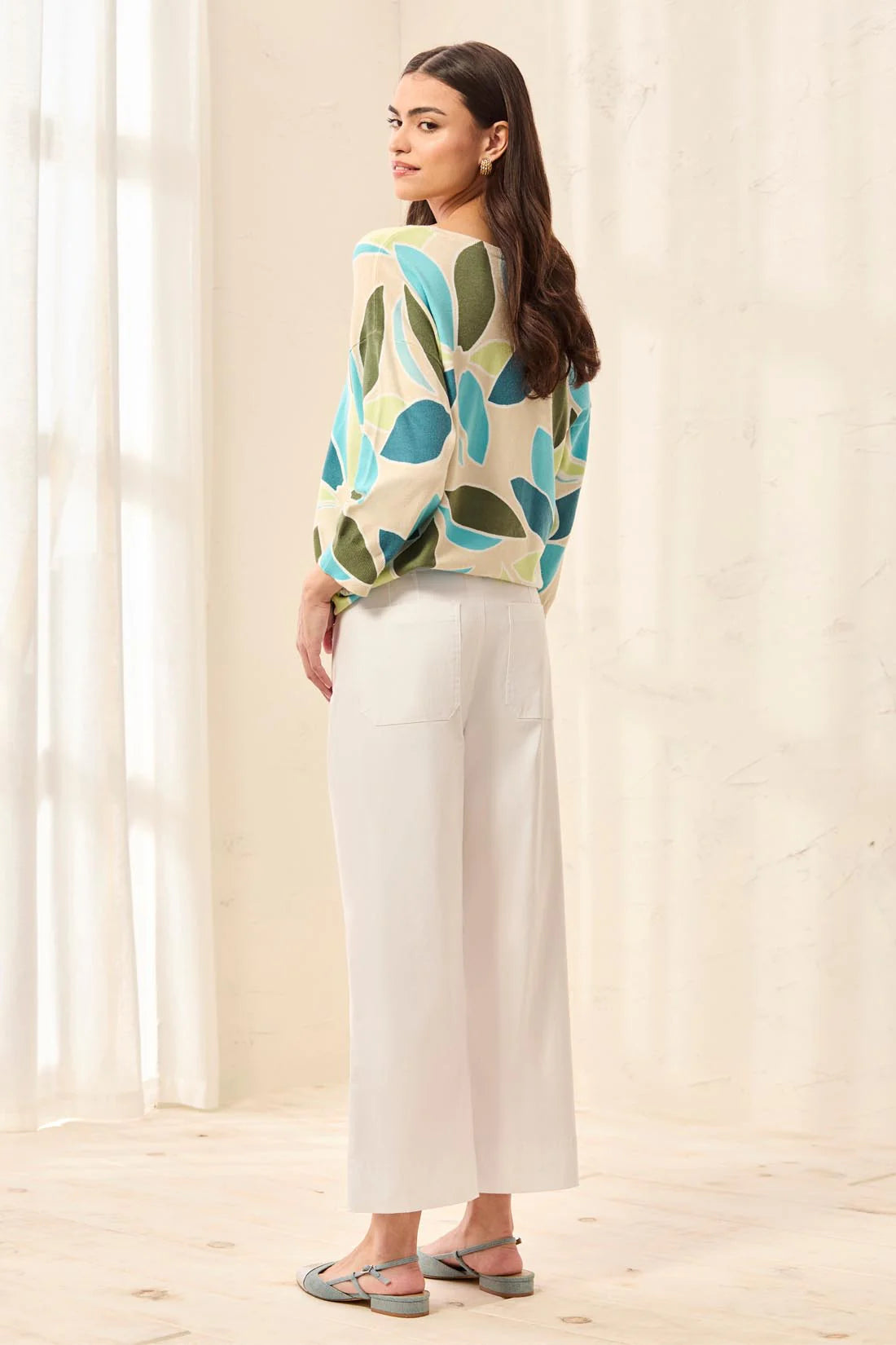 Tribal Womens Signature Stretch Twill Button‑Front Wide‑Leg Ankle Pants