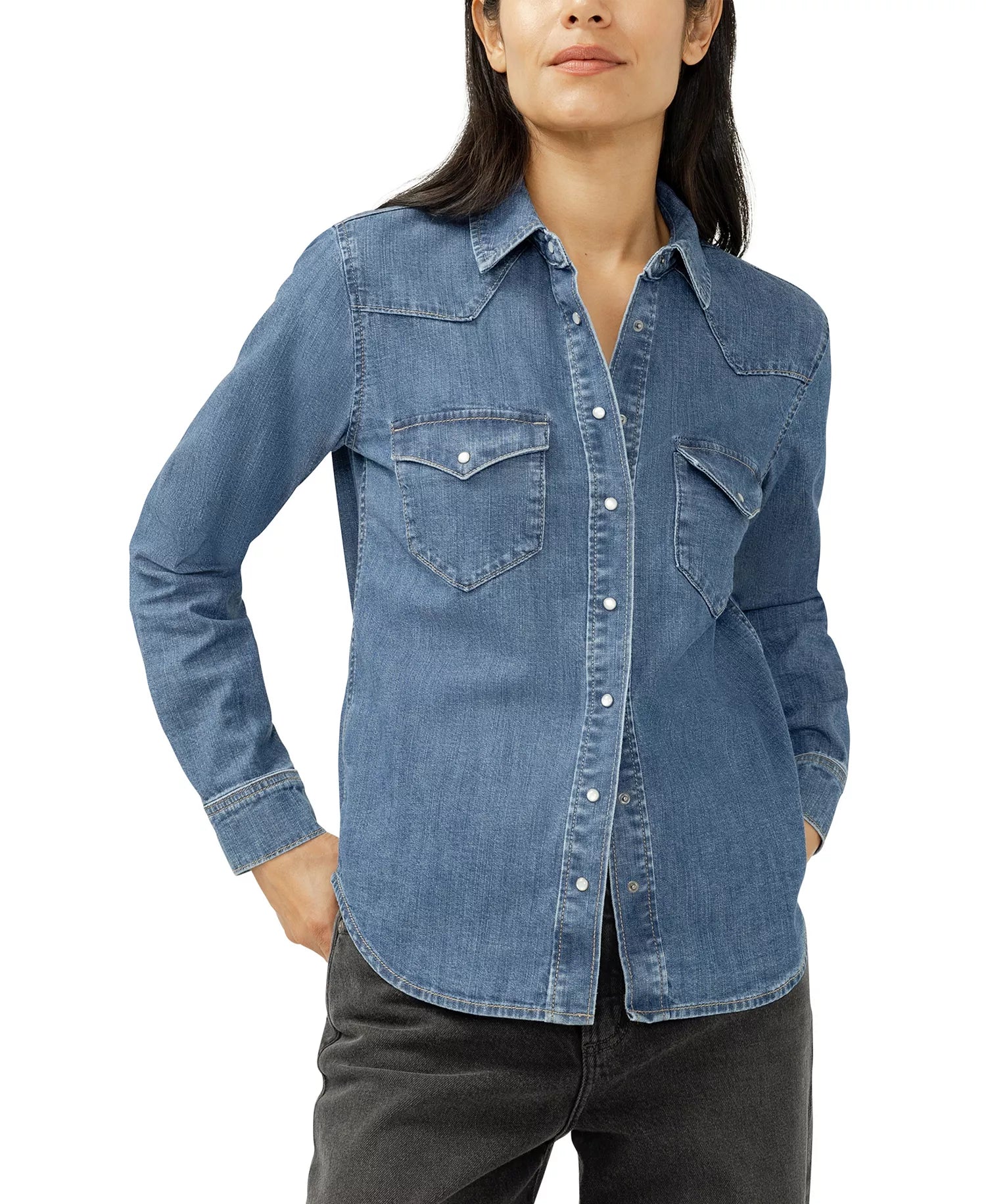 Silver Jeans Co. Womens Denim Western Shirt