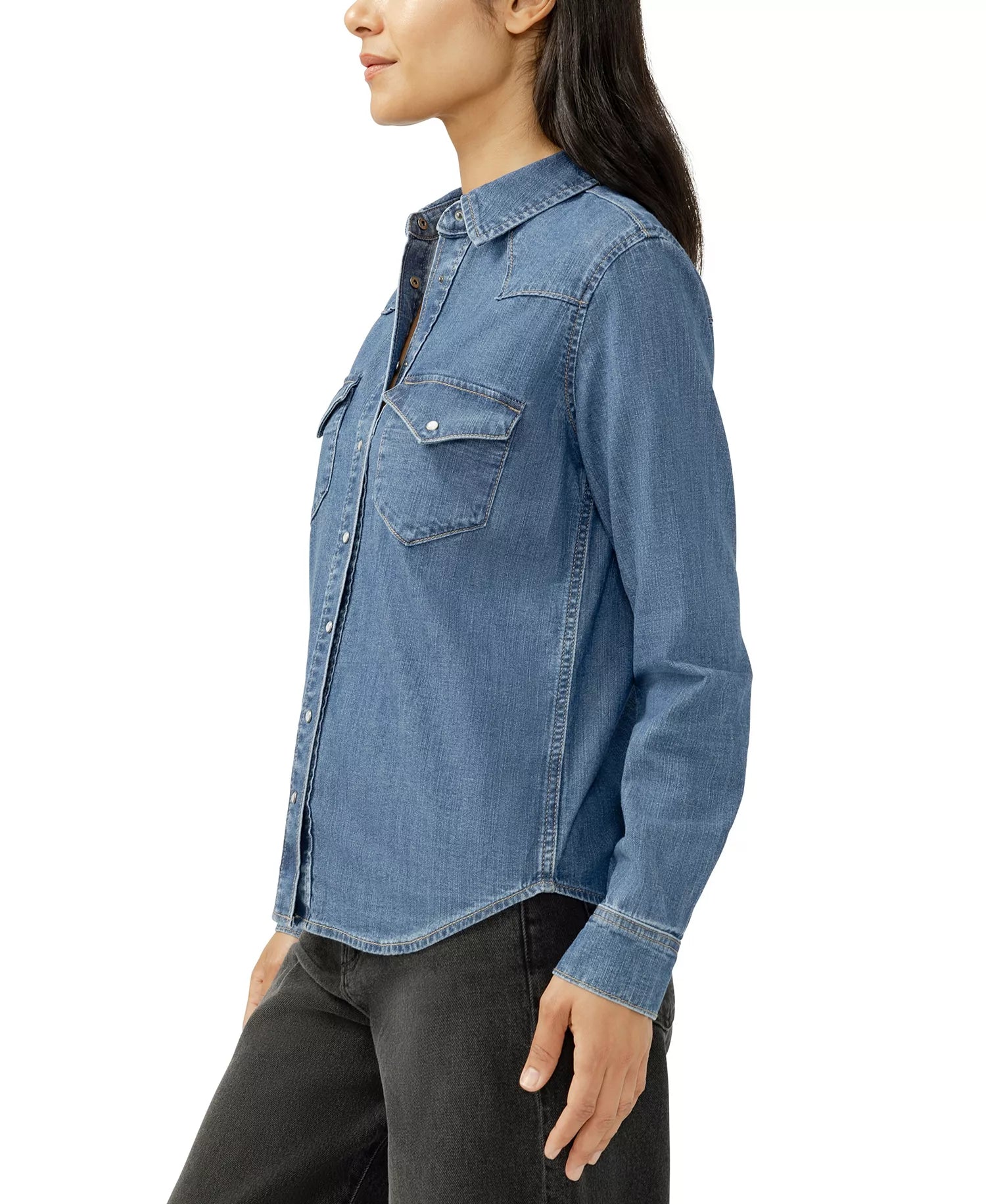 Silver Jeans Co. Womens Denim Western Shirt