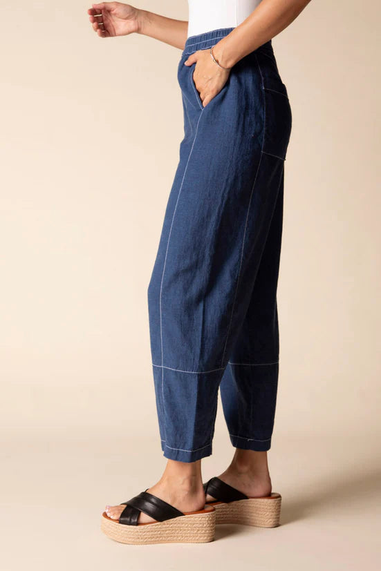 Habitat Womens Linen Solid Seamed Crop Pant