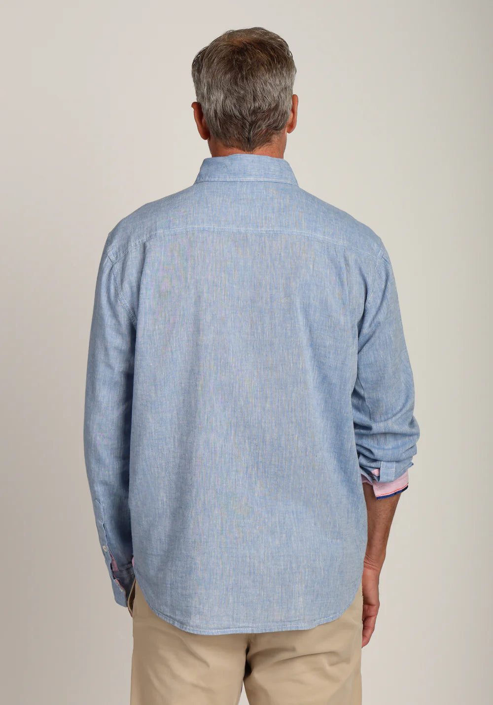 True Grit Mens Washed Melange Linen Long Sleeve Shirt