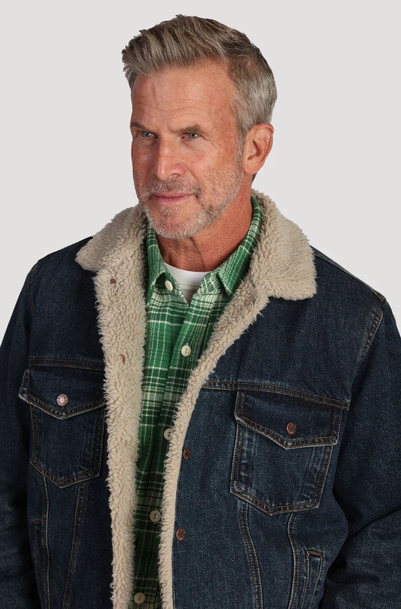 True Grit Mens Freemont Sherpa Denim Trucker Jacket