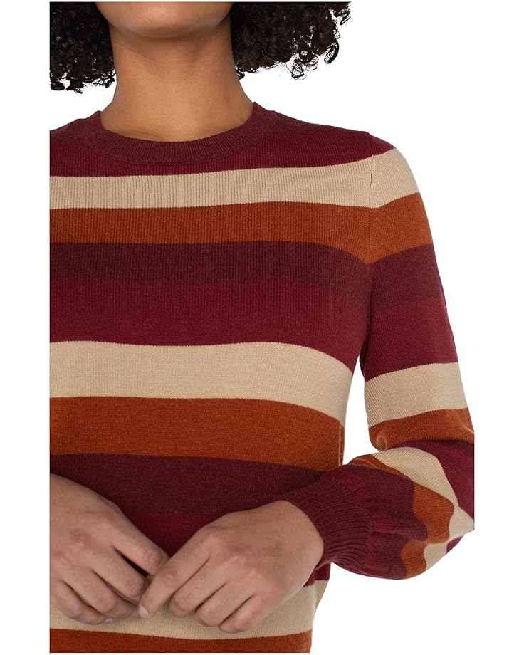 Liverpool Womens Long Sleeve Striped Crew Neck Sweater