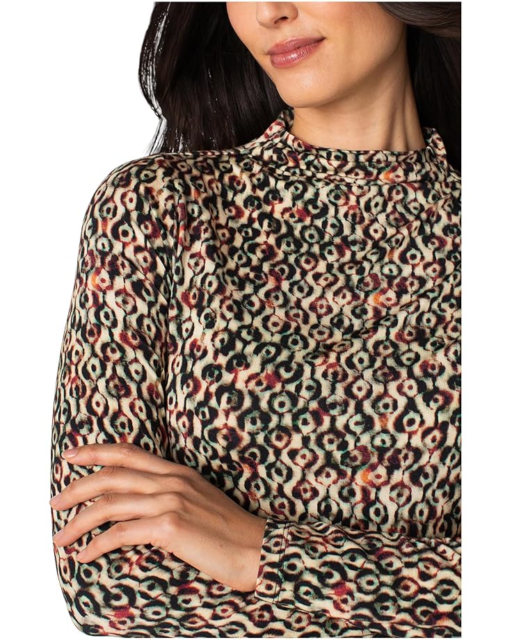 Liverpool Womens Long Sleeve Mock Neck Knit Top W/ Shirring