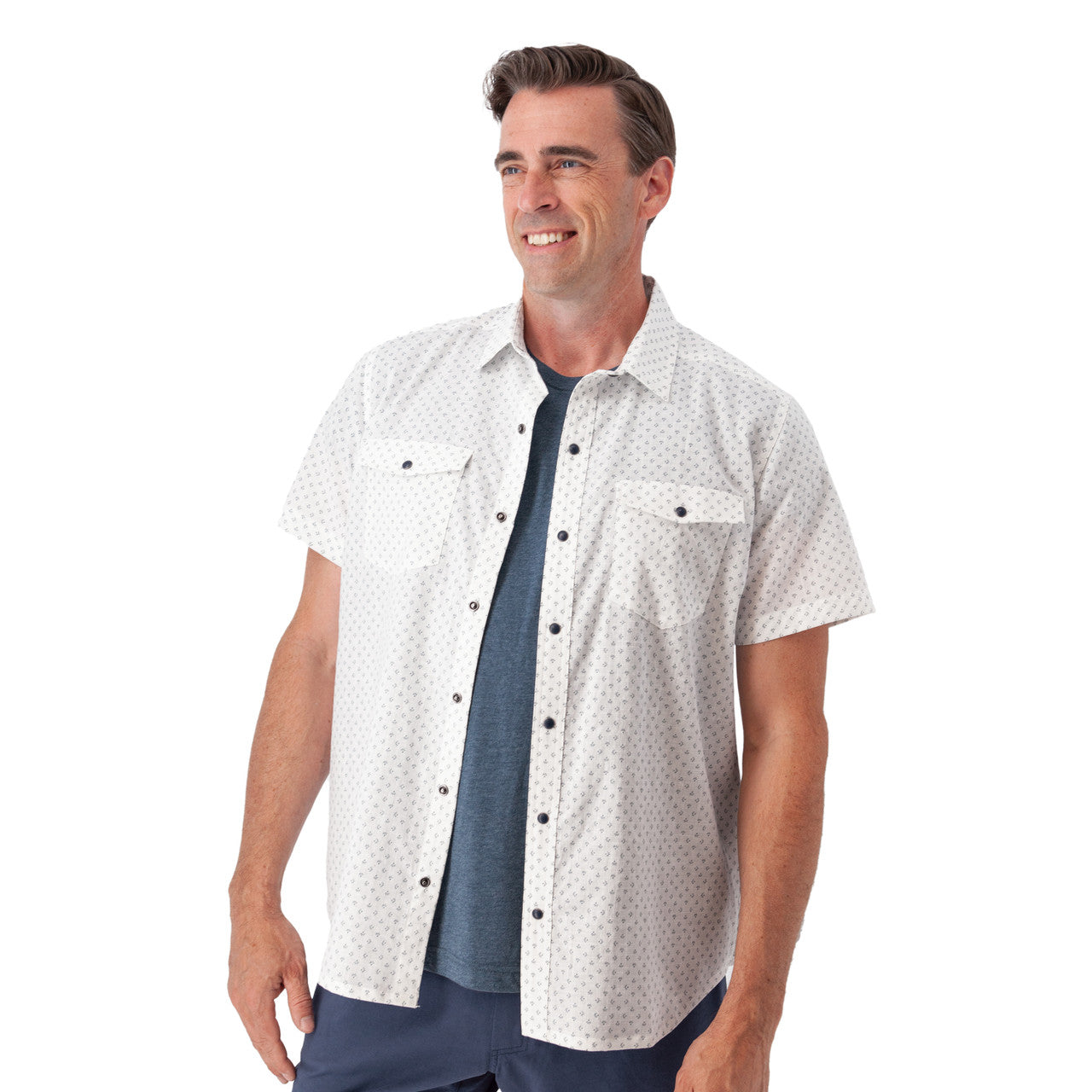 Old Ranch Mens Liam Pearl Snap Printed Shirt