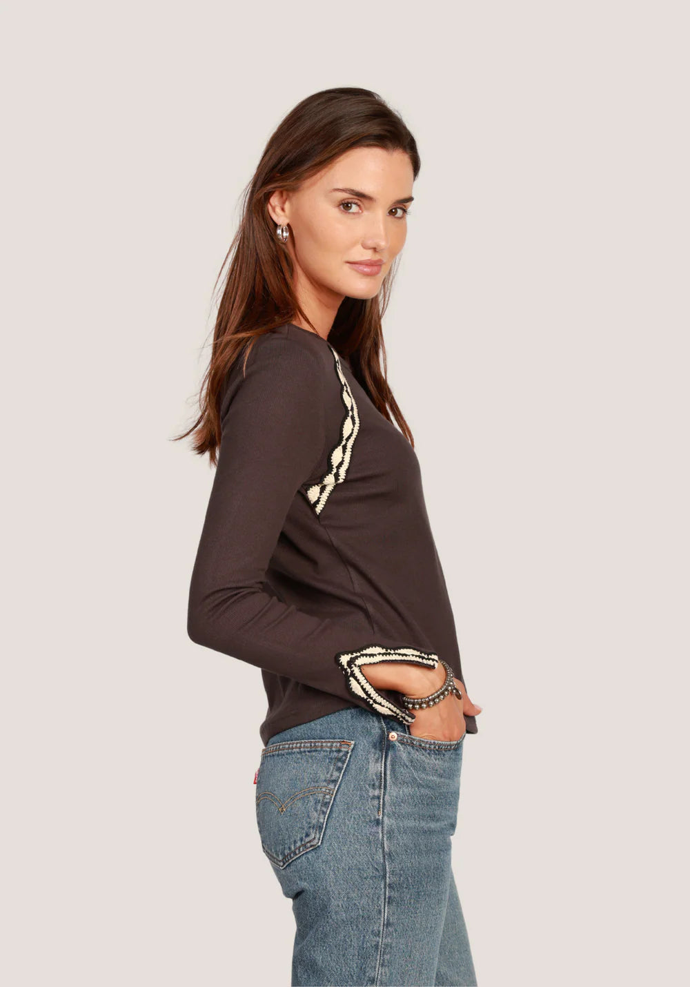 Dylan Womens Beau Crochet Tee