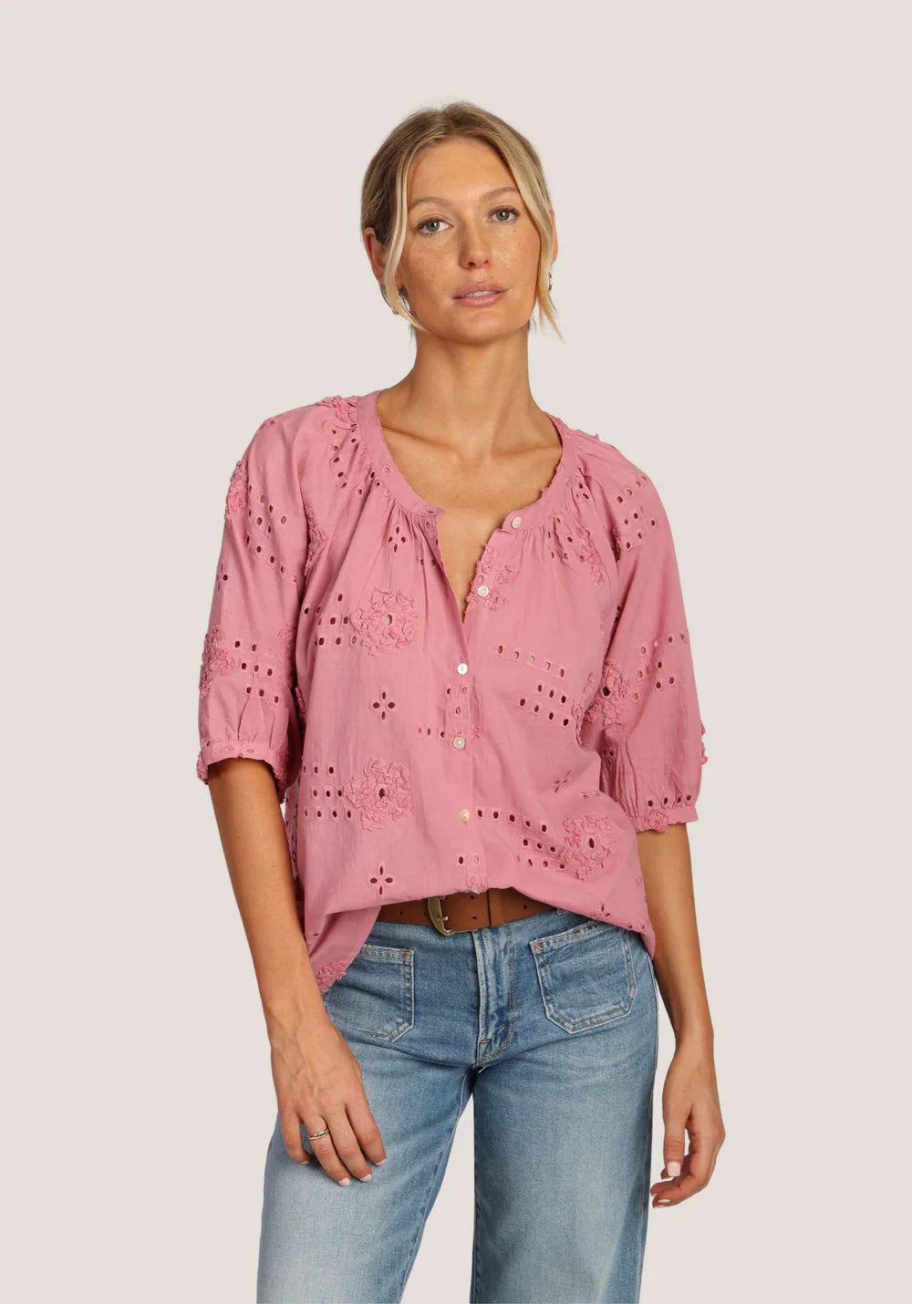 Dylan Womens Shay Button Blouse