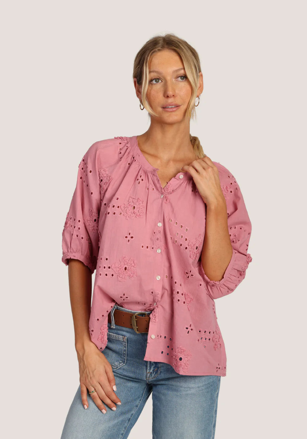 Dylan Womens Shay Button Blouse
