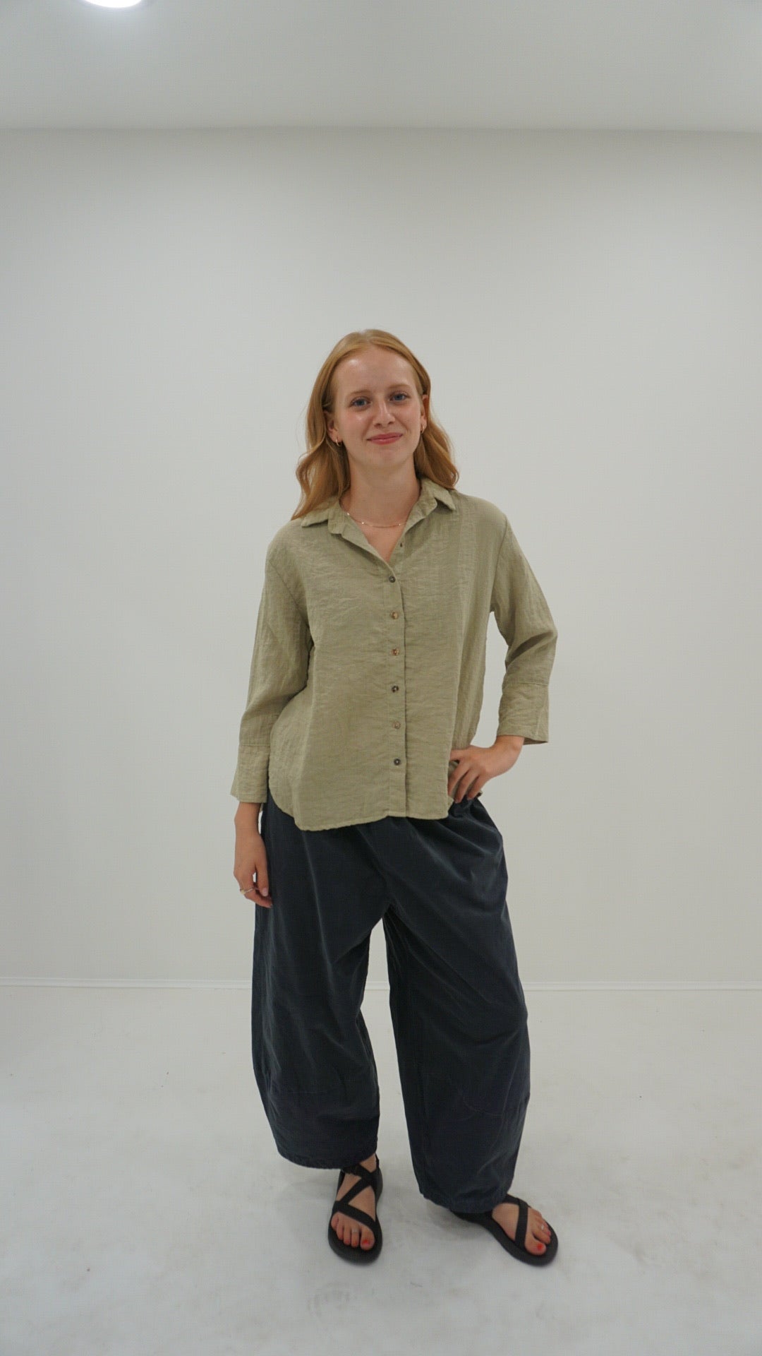 Cut Loose Womens Crop Easy Shirt-Fall Parachute