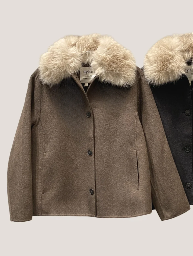 Dylan Womens Clara Fur-Trimmed Melton Coat