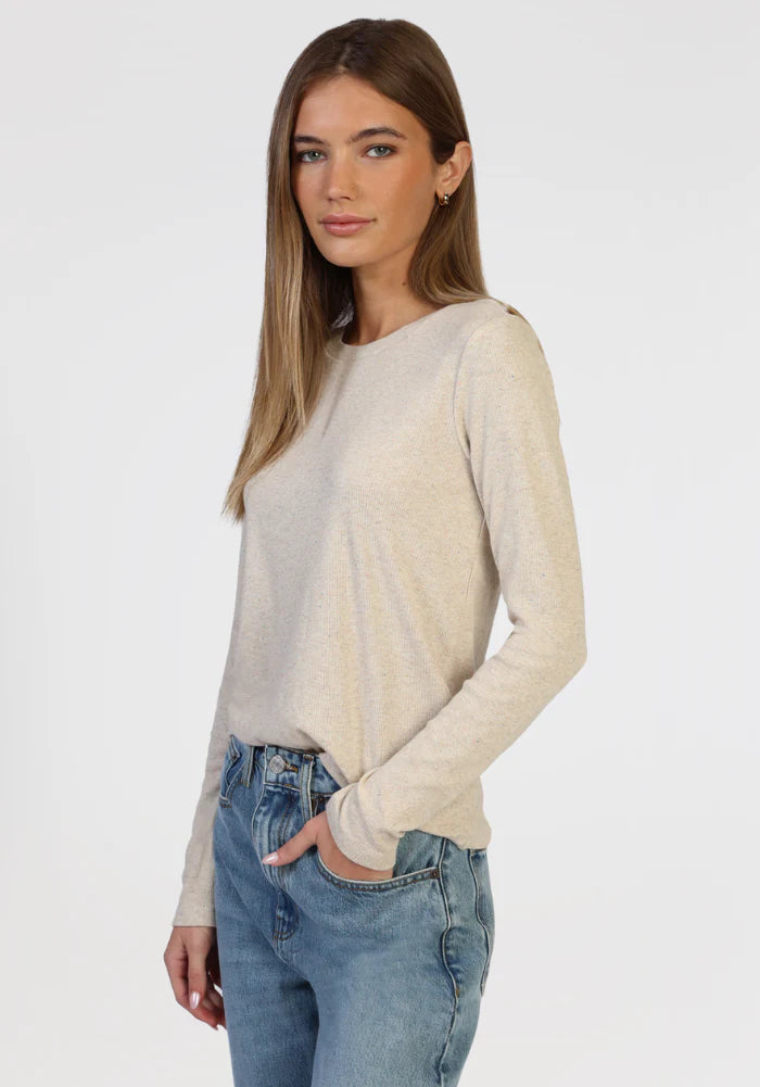 Dylan Womens Long Sleeve Flecks Rib Crew