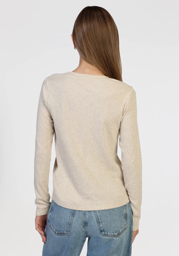 Dylan Womens Long Sleeve Flecks Rib Crew