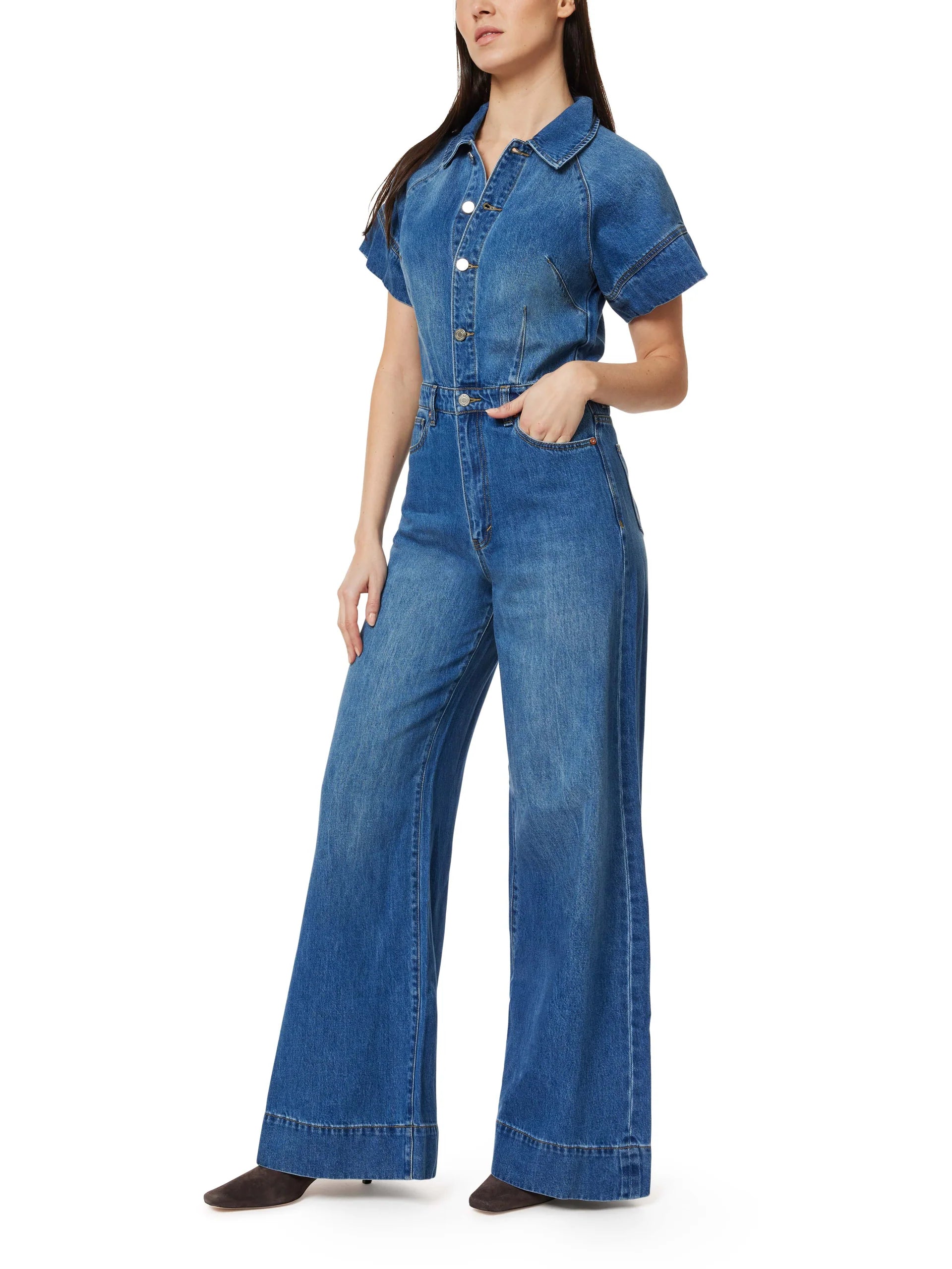 Habitual Womens Relaxed Flare Jumpsuit
