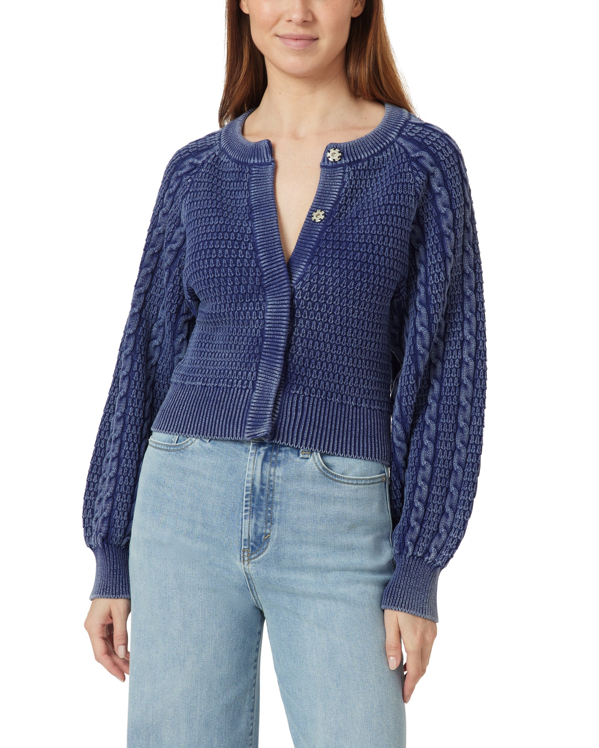 Habitual Womens Washed Cable Cardigan