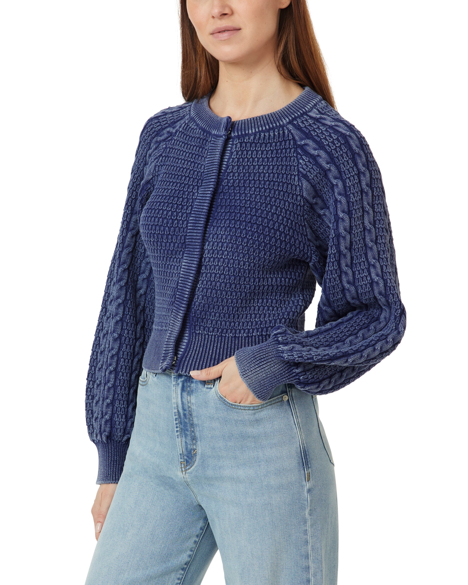 Habitual Womens Washed Cable Cardigan