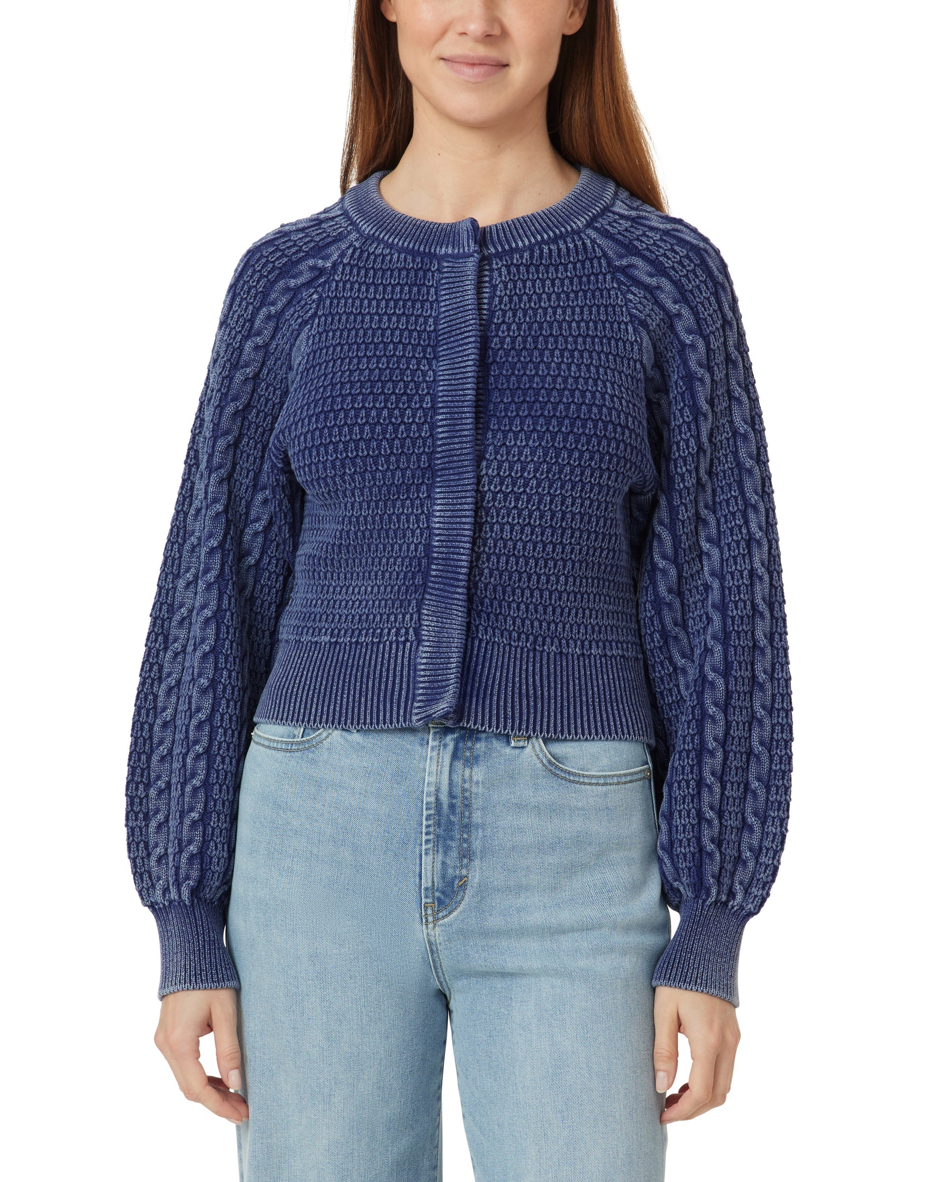 Habitual Womens Washed Cable Cardigan