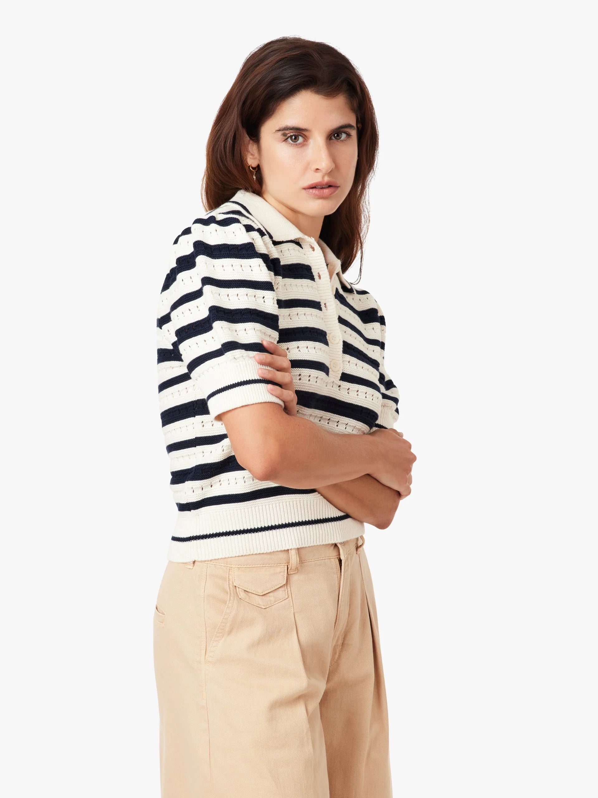 Habitual Womens Striped Polo Sweater