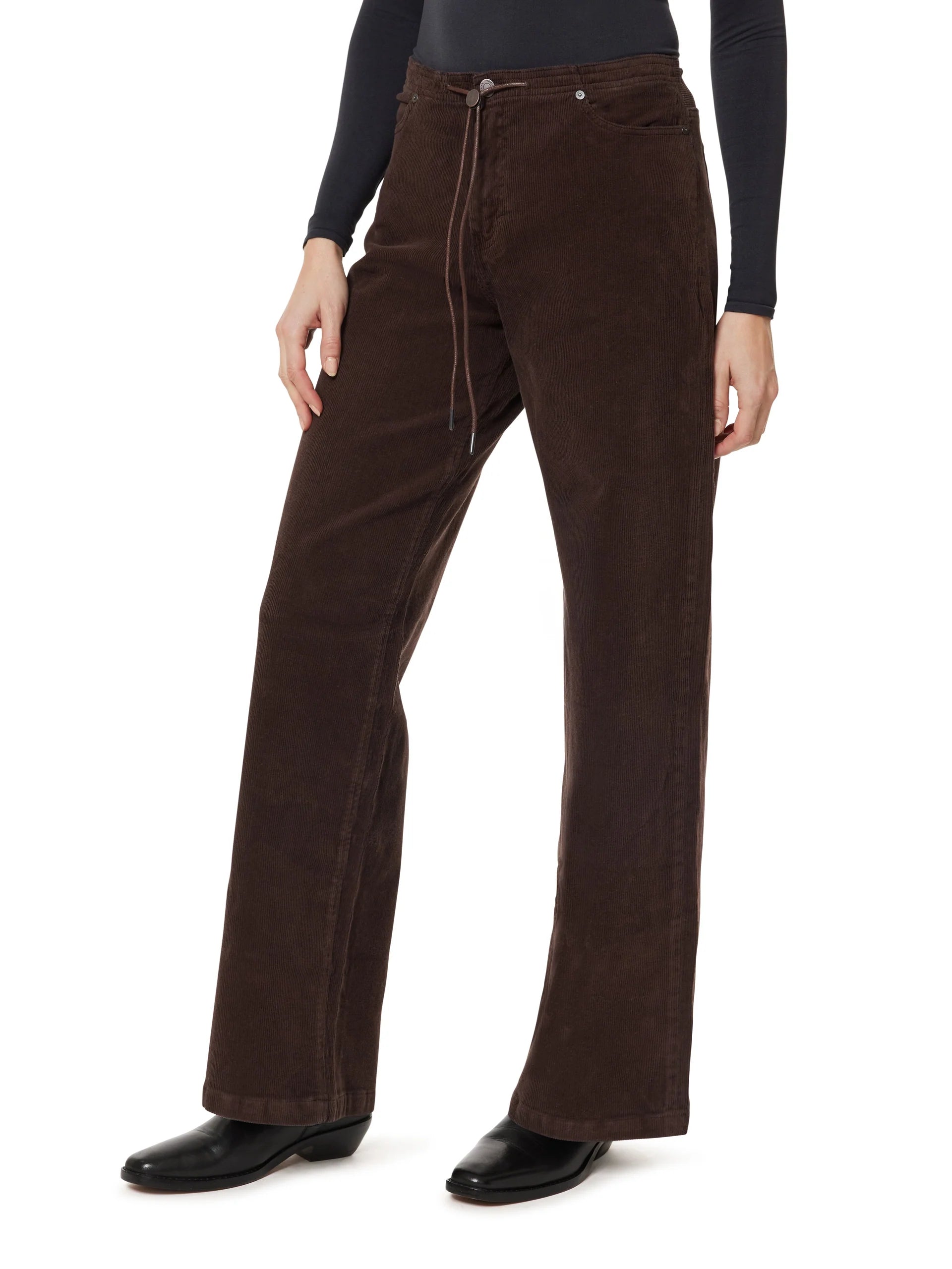 Habitual Womens Jade Corduroy Drawstring Wide Leg