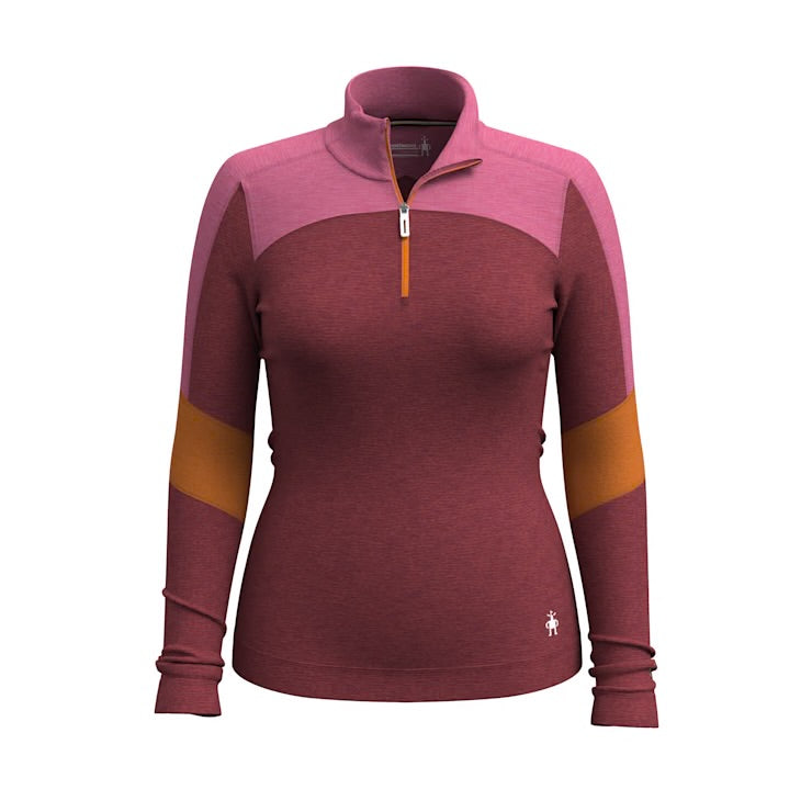 Smartwool Womens Classic Thermal Merino Base Layer Colorblock 1/4 Zip