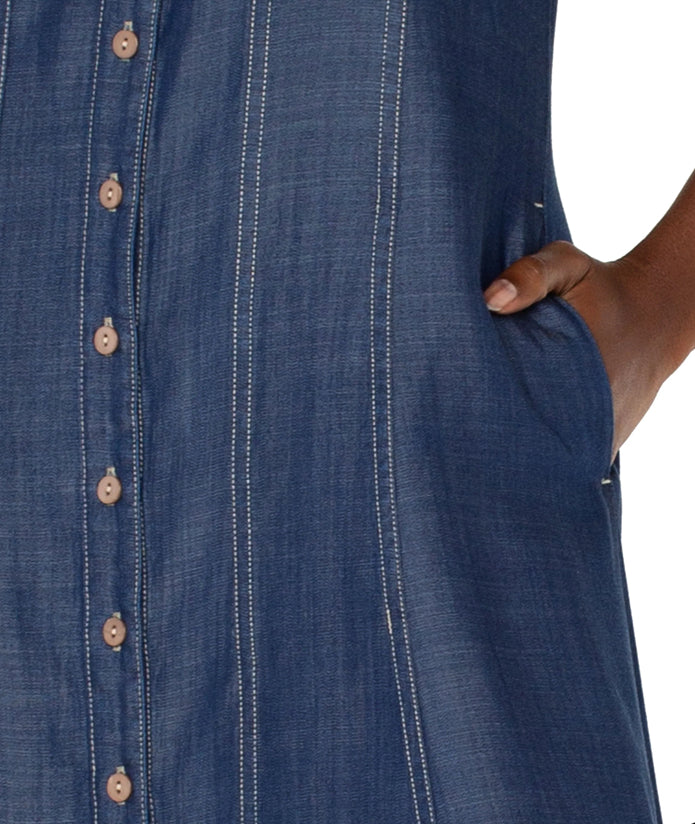 Liverpool Womens Sleeveless Button Down Maxi