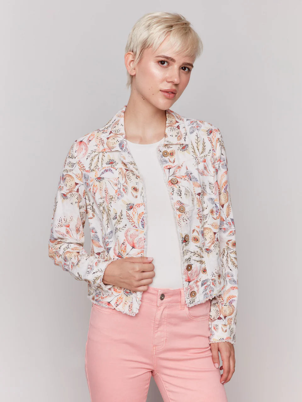 Charlie B Womens Printed LS Tropical