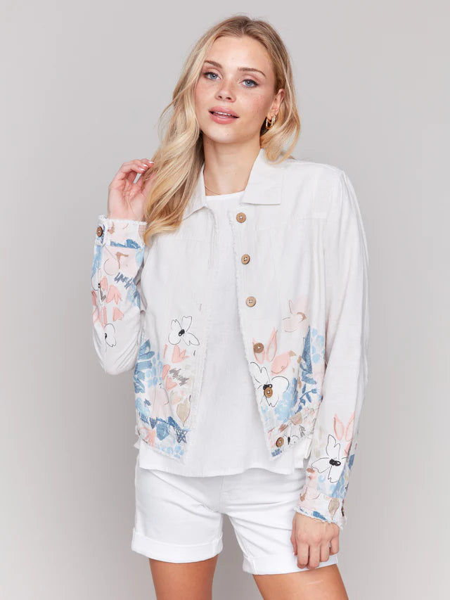 Charlie B Womens Printed LS Tropical