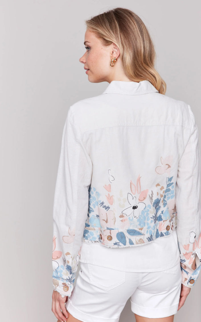 Charlie B Womens Printed LS Tropical