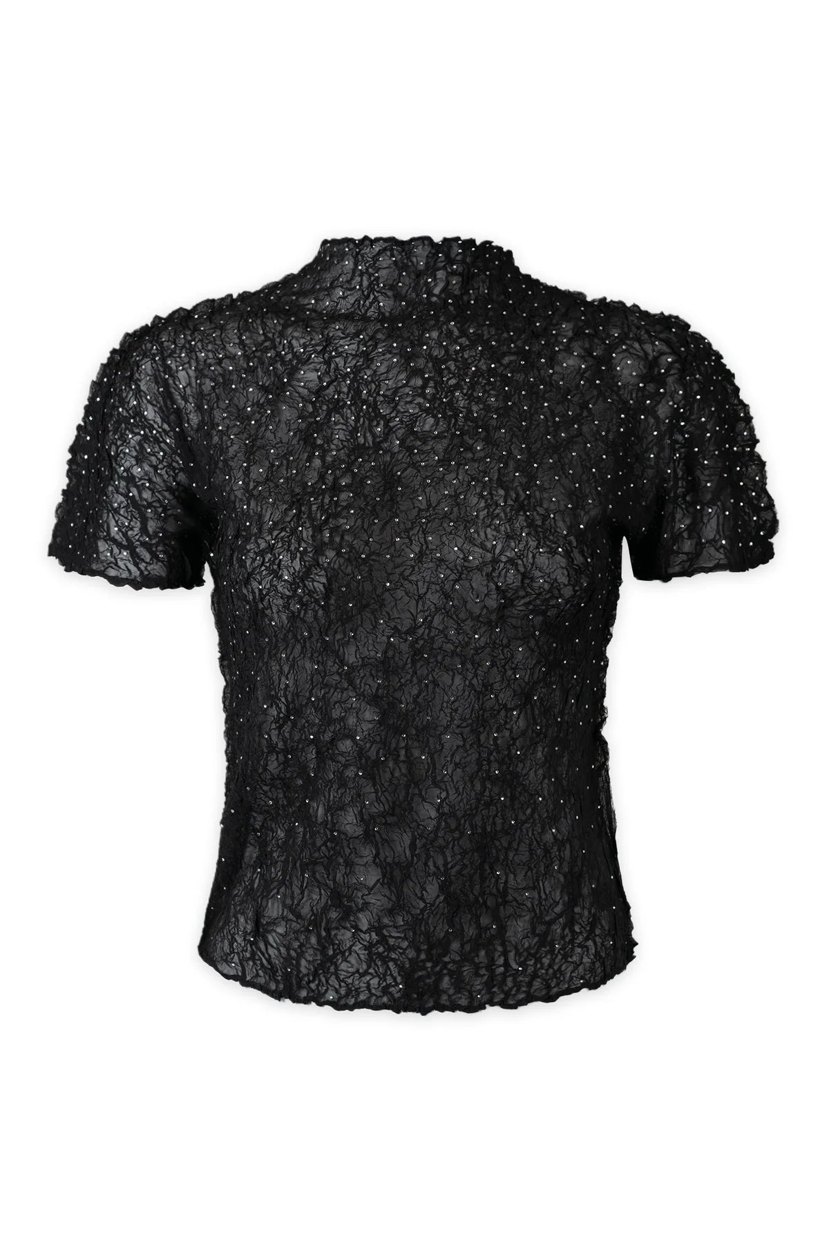 Wild Cosmos Womens Astra Crystal Chiffon Crunch Texture Top