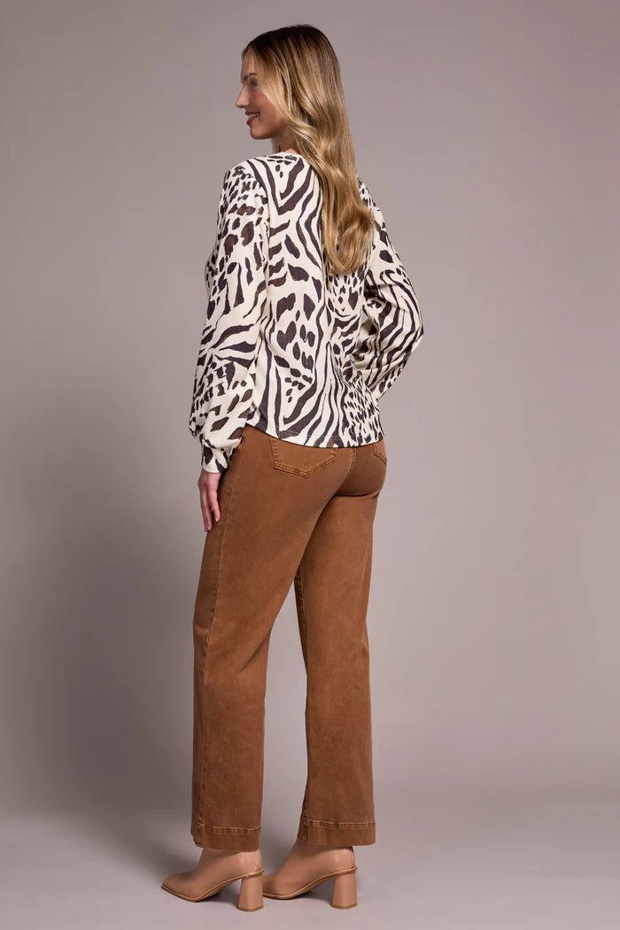 Tribal Womens Printed Long Sleeve Crew Neck Top