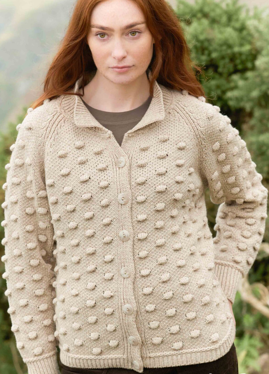 West End Womens  Popcorn Stitch Cardigan