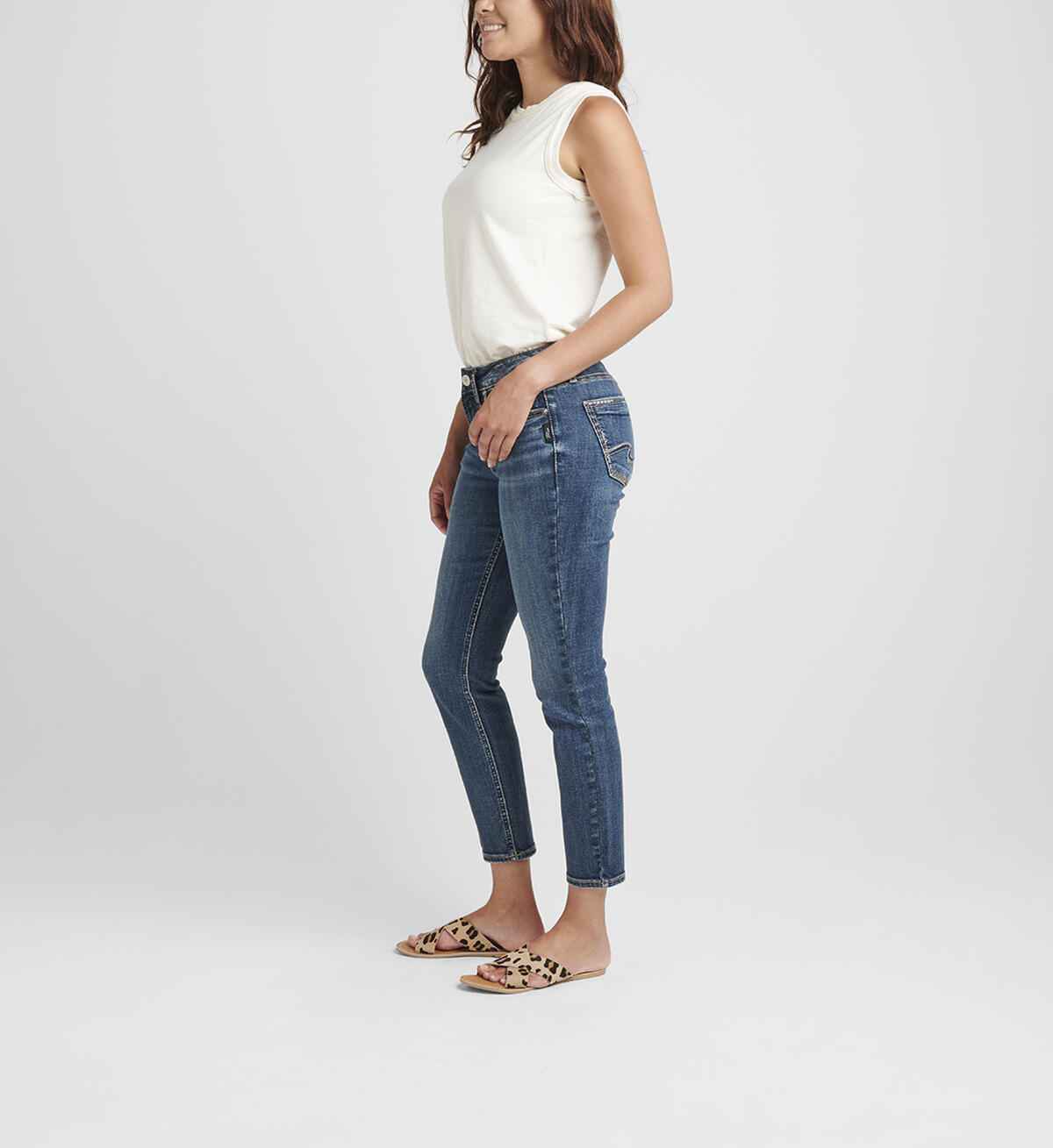 Silver Jeans Co. Womens Suki Mid Rise Skinny Crop Jean