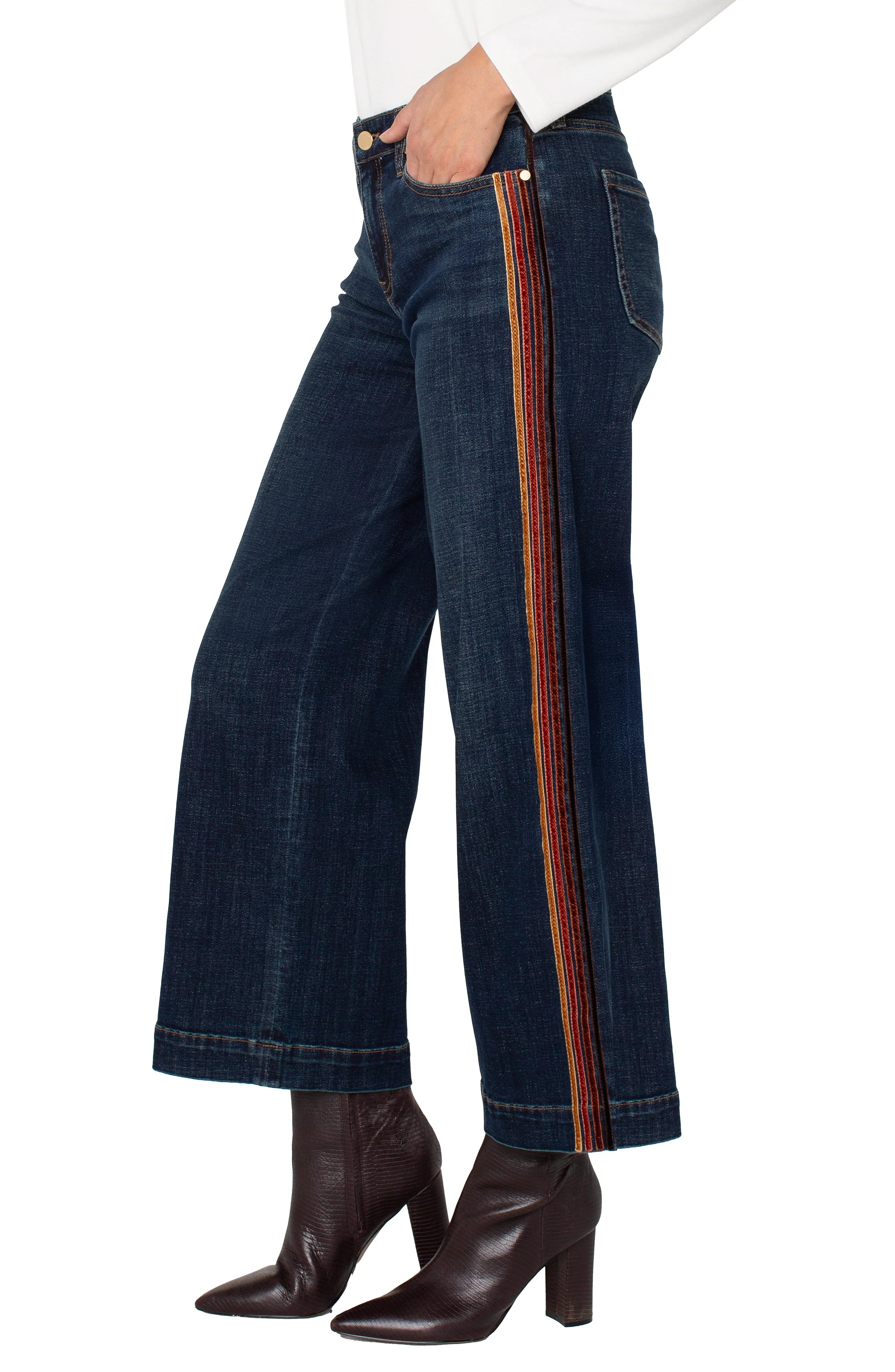Liverpool Womens Stride Wide Leg W/ Velvet Trim