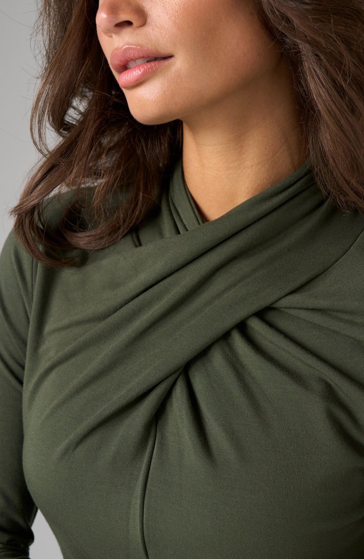 Liverpool Womens Long Sleeve Wrap Neck Knit Top
