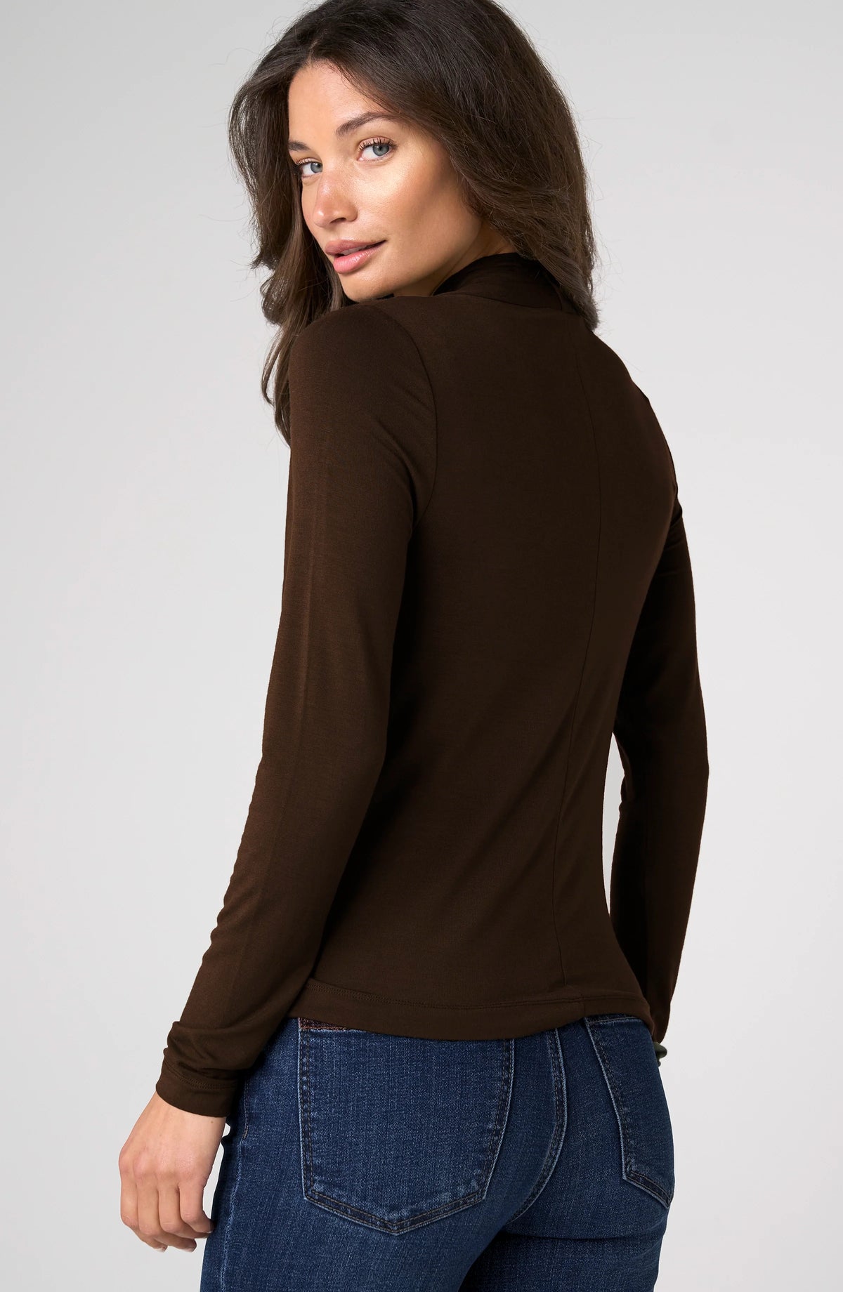 Liverpool Womens Long Sleeve Wrap Neck Knit Top