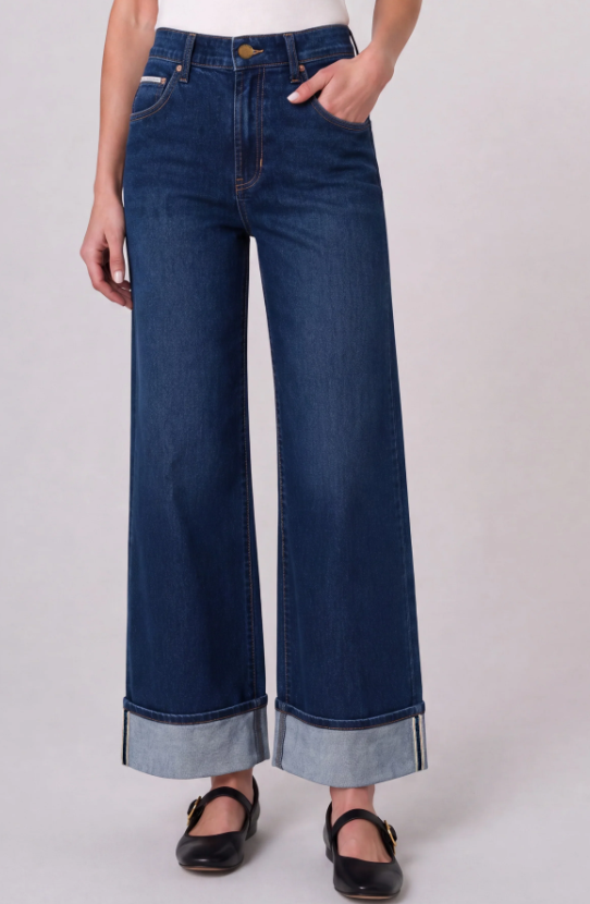 Liverpool Womens Morgan High Rise Selvedge Cuffed Wide Leg