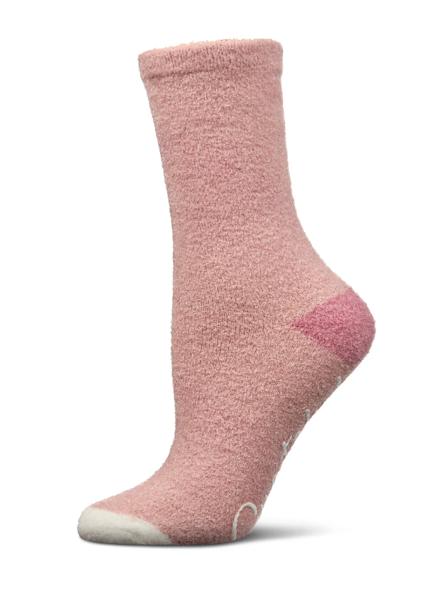 MeMoi Womens Contrast Heal and Toe Non-Skid Aloe Infused Crew